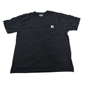 Carhartt Pocket T-Shirt Mens Large Black Loose Fit Logo Tee Workwear